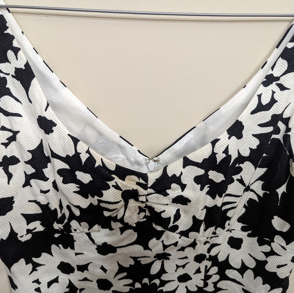 Evan Picone Dress Black & White Floral Print Sleeveless Fit & Flare Dress - Picture 5 of 7